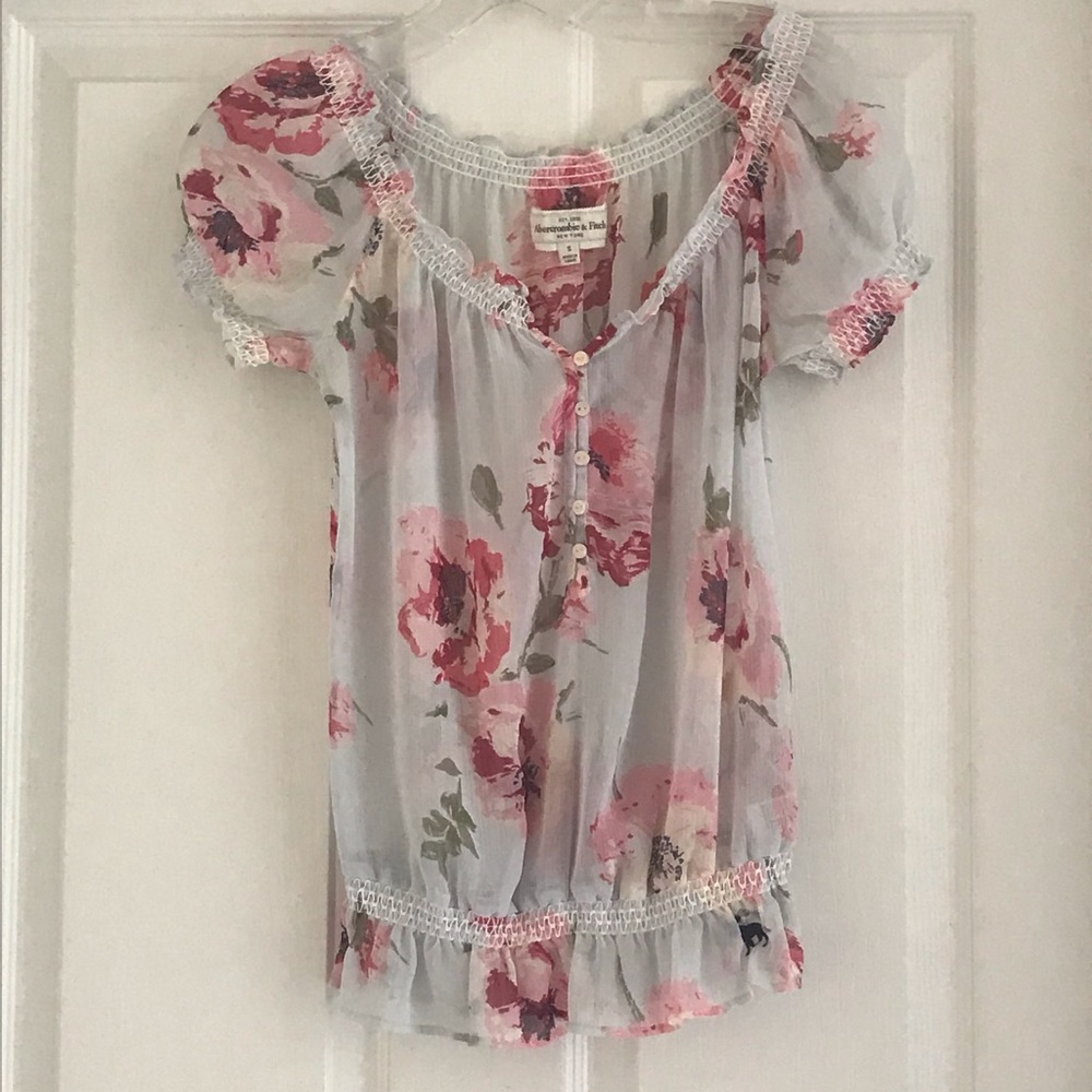 Abercrombie Sheer Floral Top Sz S